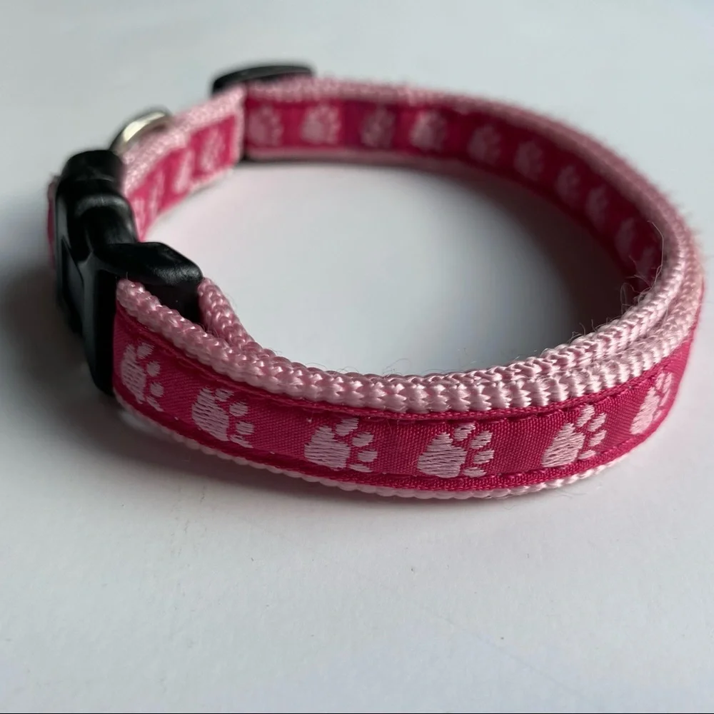 Dog Collar Pink Paws adjustable size 14” to 20” X 5/8” Guardian Gear puppy girl
